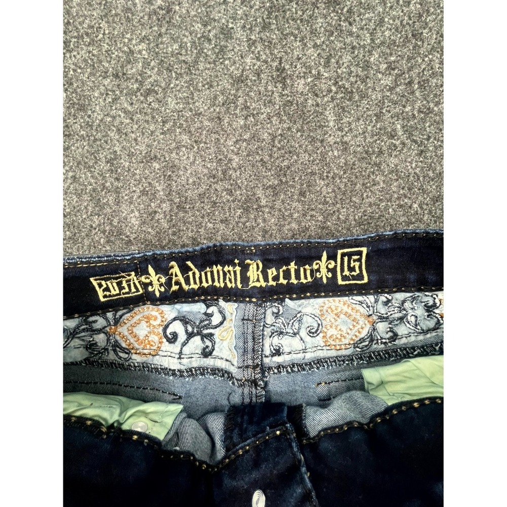 Adonai Y2K Embroidered Heart Stitch Bootcut Jeans Womens 30x30 Blue Dark Wash - Picture 3 of 9
